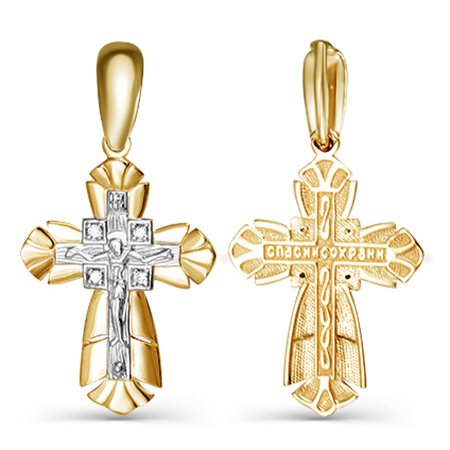 Крест, золото, бриллиант, БР080223